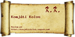 Komjáti Kolos névjegykártya